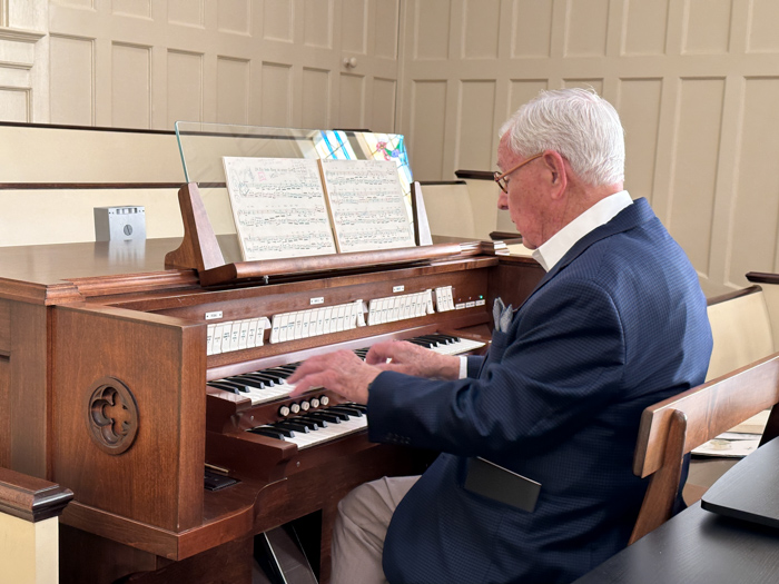 Nick revisiting playing the organ  at Oxford Baptist Church